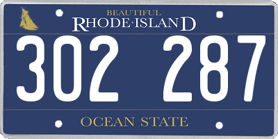 RI license plate 302287