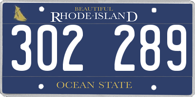 RI license plate 302289
