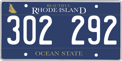 RI license plate 302292
