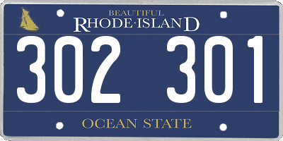 RI license plate 302301