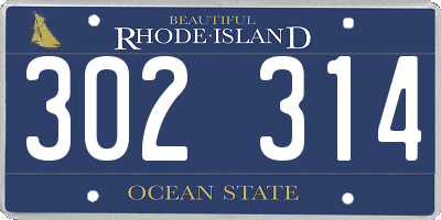 RI license plate 302314