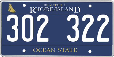 RI license plate 302322