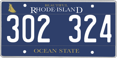 RI license plate 302324