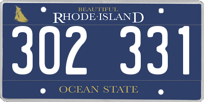 RI license plate 302331