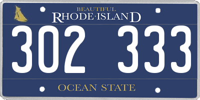 RI license plate 302333