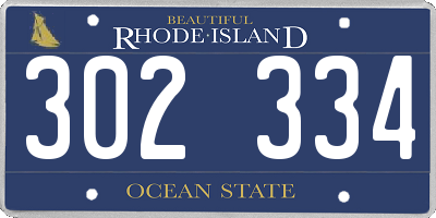 RI license plate 302334