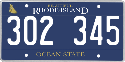 RI license plate 302345