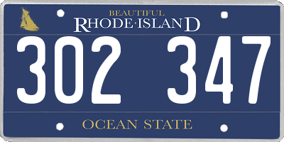 RI license plate 302347