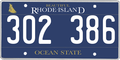 RI license plate 302386