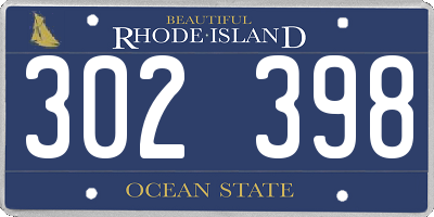 RI license plate 302398