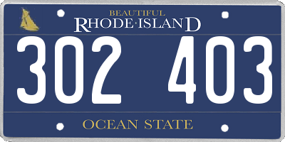 RI license plate 302403