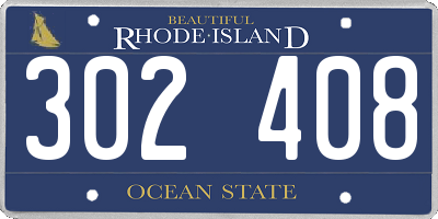 RI license plate 302408