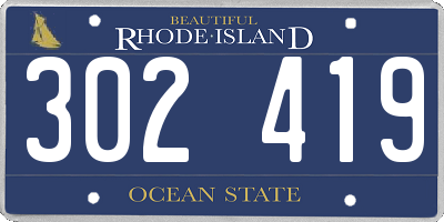 RI license plate 302419