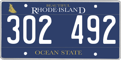 RI license plate 302492