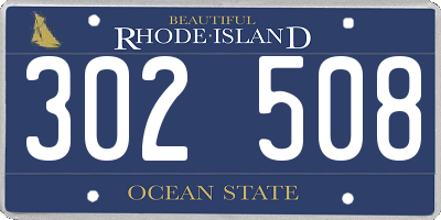RI license plate 302508