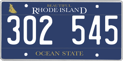 RI license plate 302545