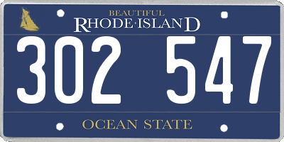 RI license plate 302547
