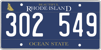 RI license plate 302549