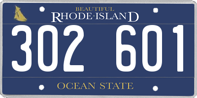 RI license plate 302601