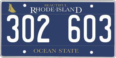 RI license plate 302603