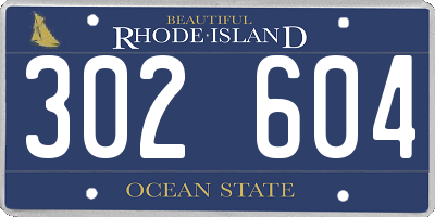 RI license plate 302604