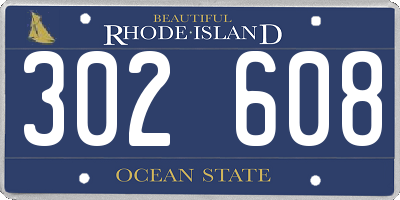 RI license plate 302608
