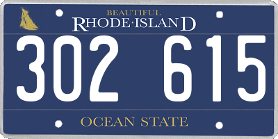 RI license plate 302615
