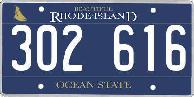 RI license plate 302616