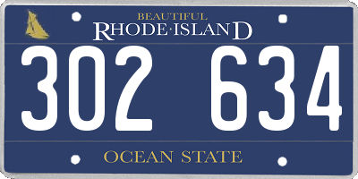 RI license plate 302634