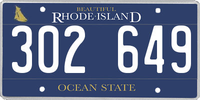 RI license plate 302649