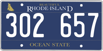RI license plate 302657