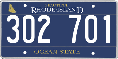 RI license plate 302701