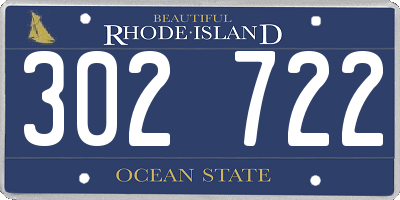 RI license plate 302722
