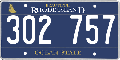 RI license plate 302757