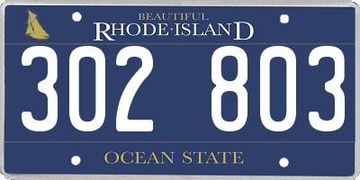 RI license plate 302803