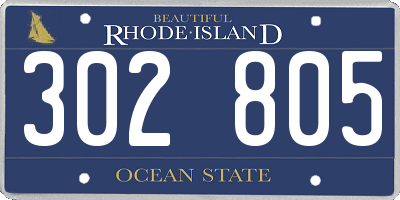 RI license plate 302805
