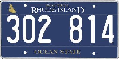 RI license plate 302814