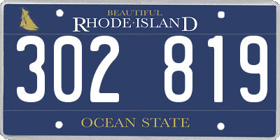 RI license plate 302819