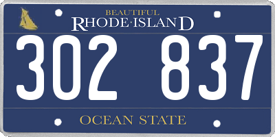 RI license plate 302837