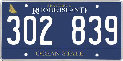 RI license plate 302839