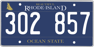 RI license plate 302857