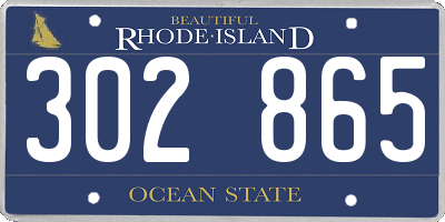 RI license plate 302865