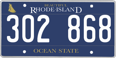 RI license plate 302868