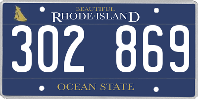 RI license plate 302869