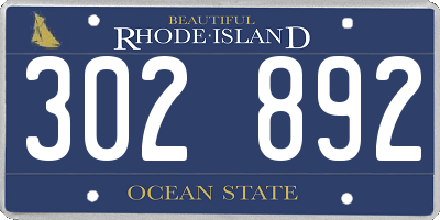 RI license plate 302892
