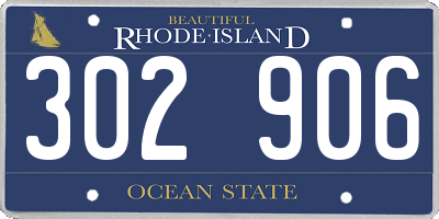 RI license plate 302906