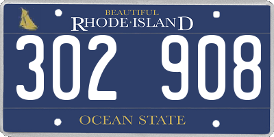 RI license plate 302908