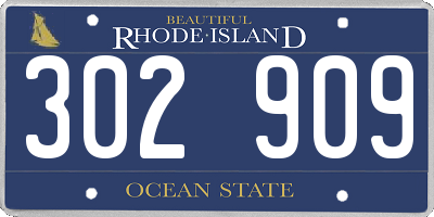 RI license plate 302909