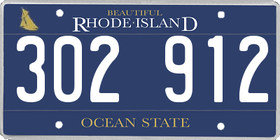 RI license plate 302912