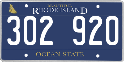 RI license plate 302920